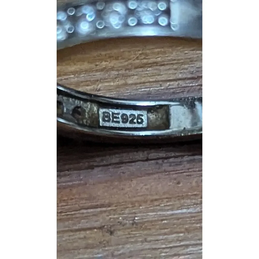 Sterling Silver 925 Stone Band Ring Size 7 BE925 Stamped Vintage Eternity